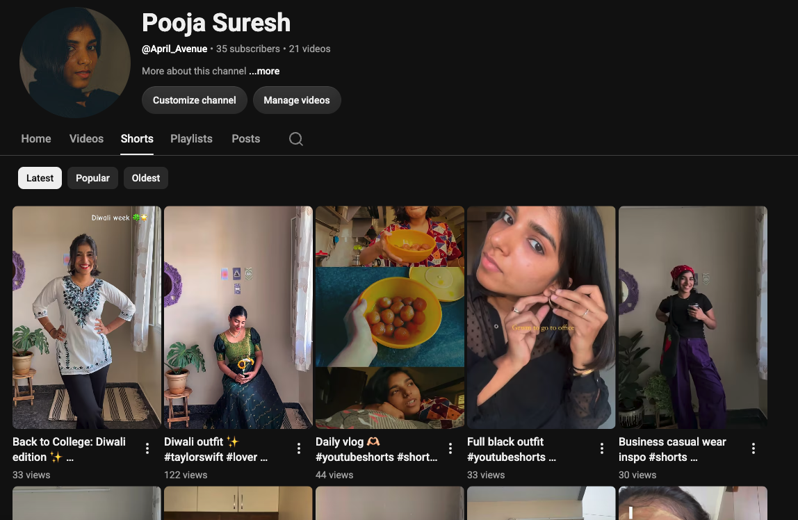 Pooja's YouTube work